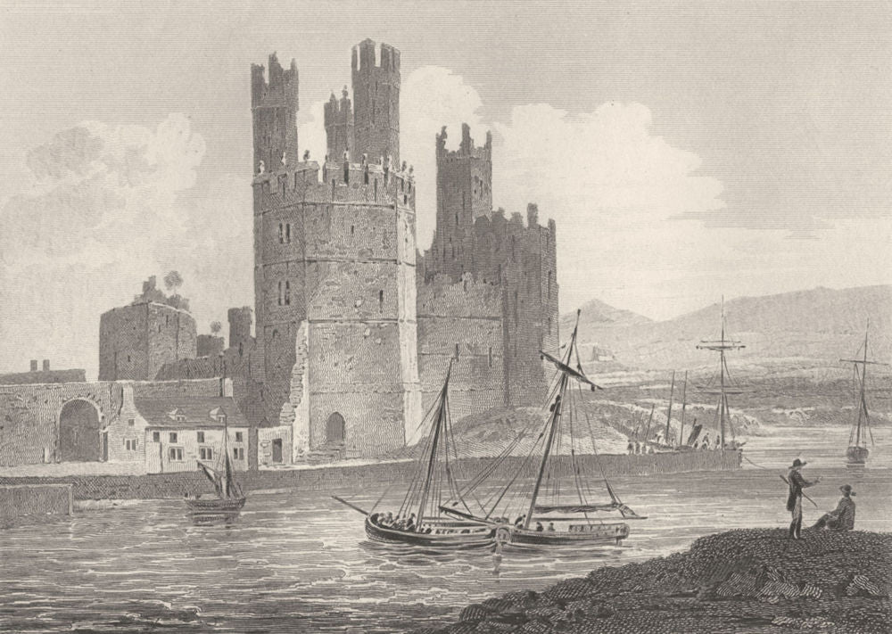WALES. Eagles Tower Caernarvon Castle. DUGDALE 1845 old antique print picture